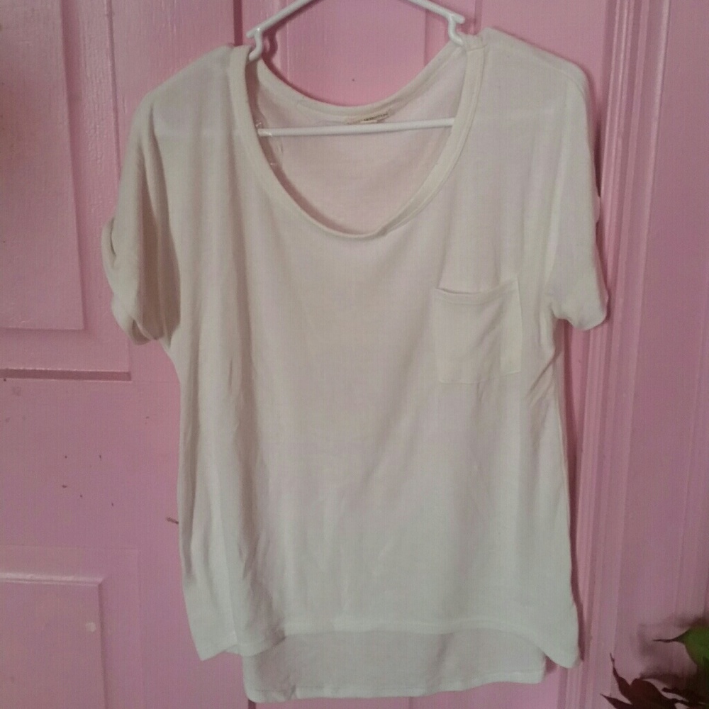 Cream knit pocket tee